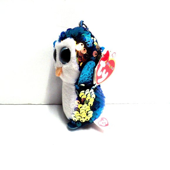 TY Flippables Payton the Penguin Key Clip Color Changing Sequins 3 3/4" High - Picture 4 of 5